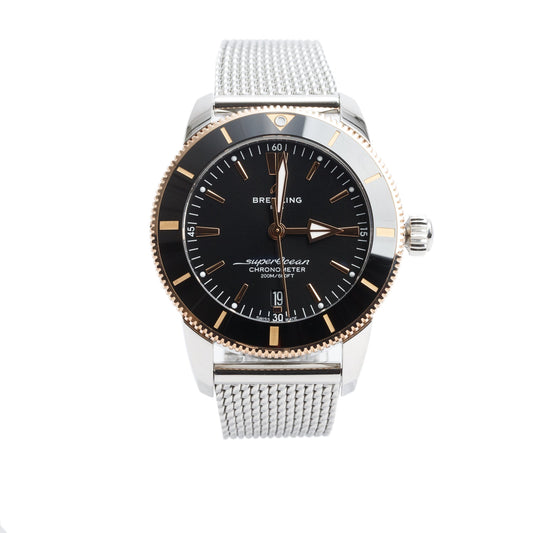 Breitling Stainless Steel & 18k Rose Gold Superocean Heritage B20 44 MM Automatic Watch Black Dial UB2030 / Box, Papers & Extra Strap