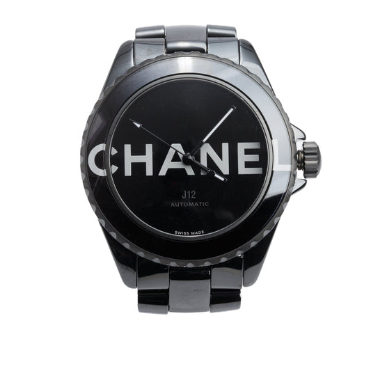 Chanel Limited Edition Black Ceramic J12 Wanted 38 MM Automatic Watch H7418 w/ Box & Papers