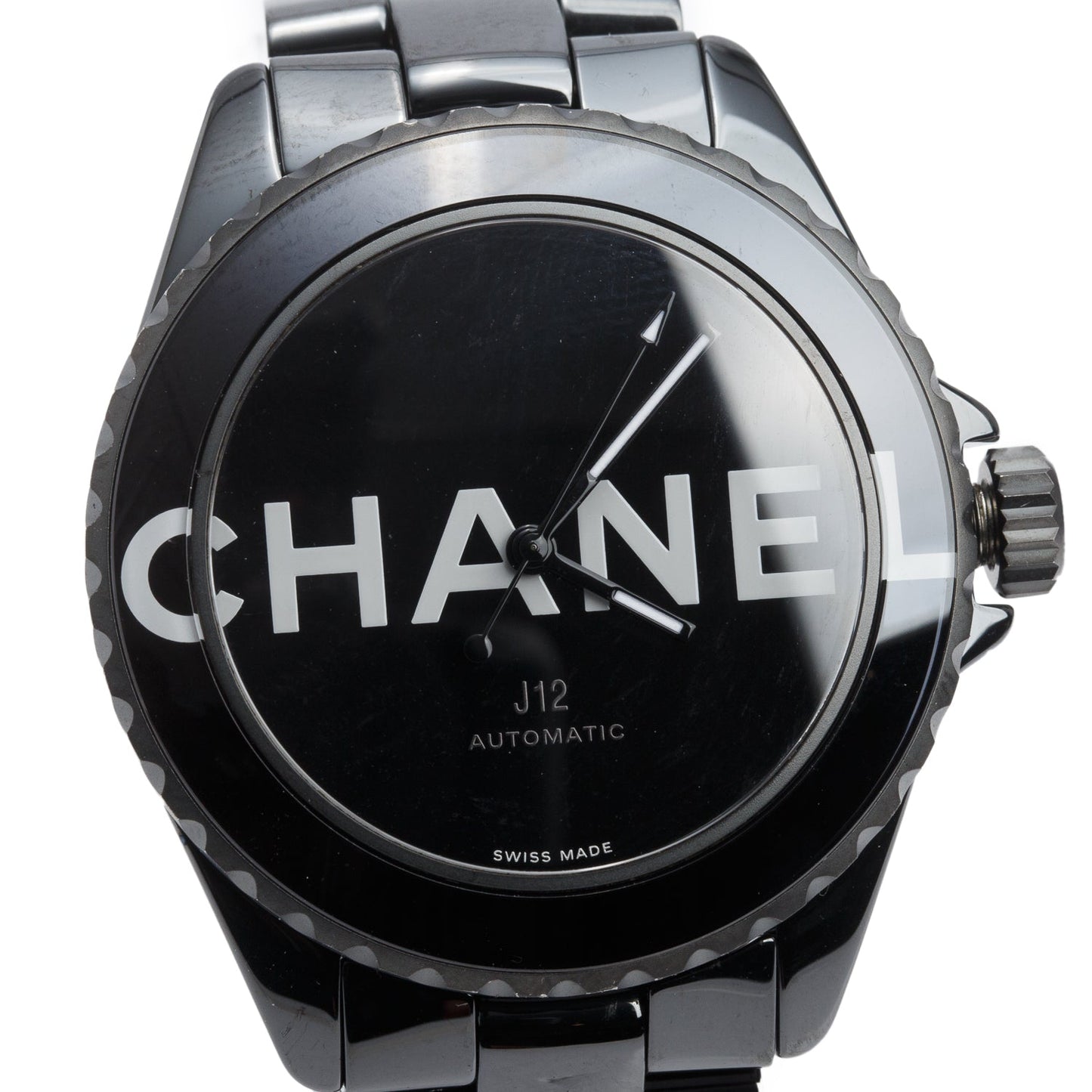 Chanel Limited Edition Black Ceramic J12 Wanted 38 MM Automatic Watch H7418 w/ Box & Papers