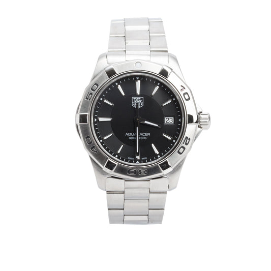 Tag Heuer Stainless Steel Aquaracer 39 MM Quartz Watch Black Dial WAP1110 w/ Box & Papers