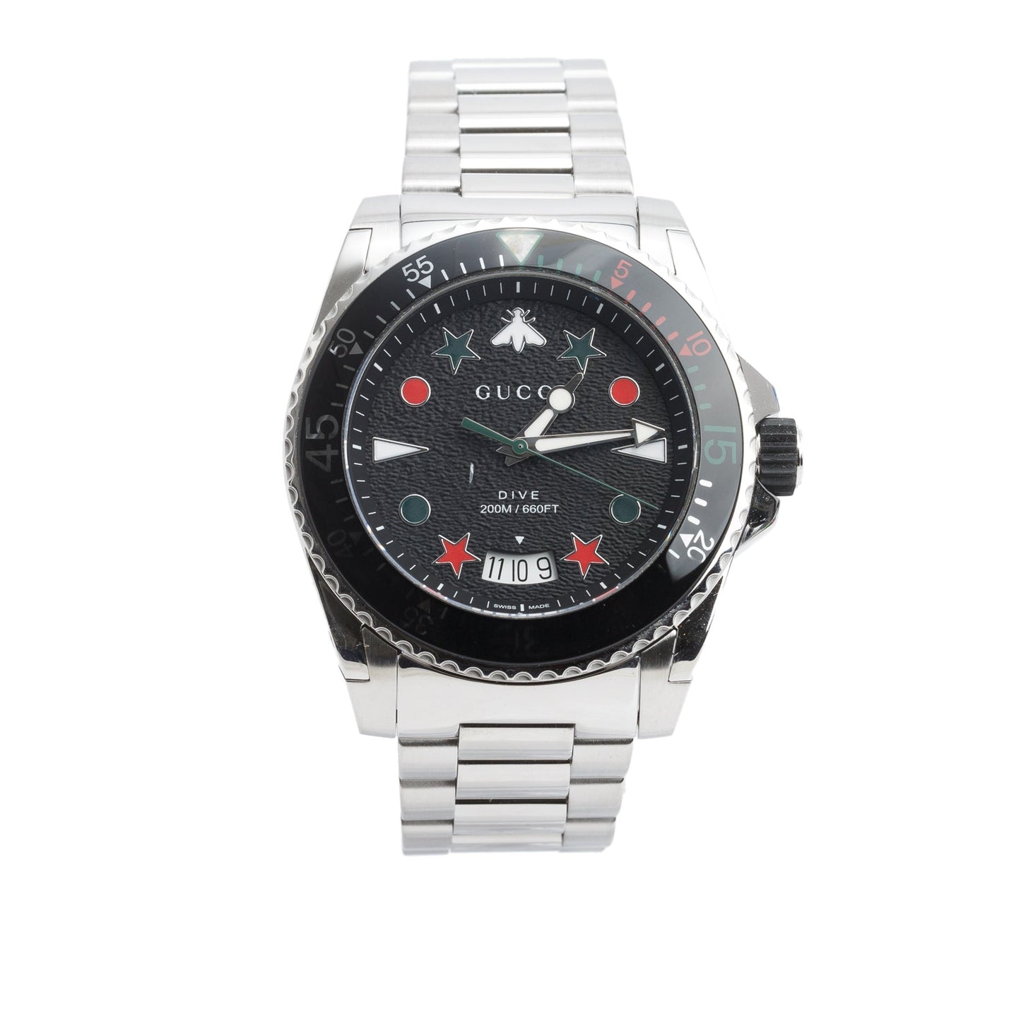 Gucci Stainless Steel Dive XL 45 MM Quartz Watch Black Dial YA136221