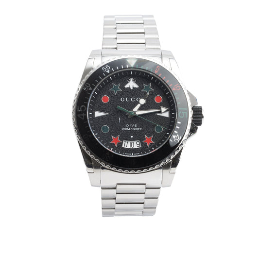 Gucci Stainless Steel Dive XL 45 MM Quartz Watch Black Dial YA136221