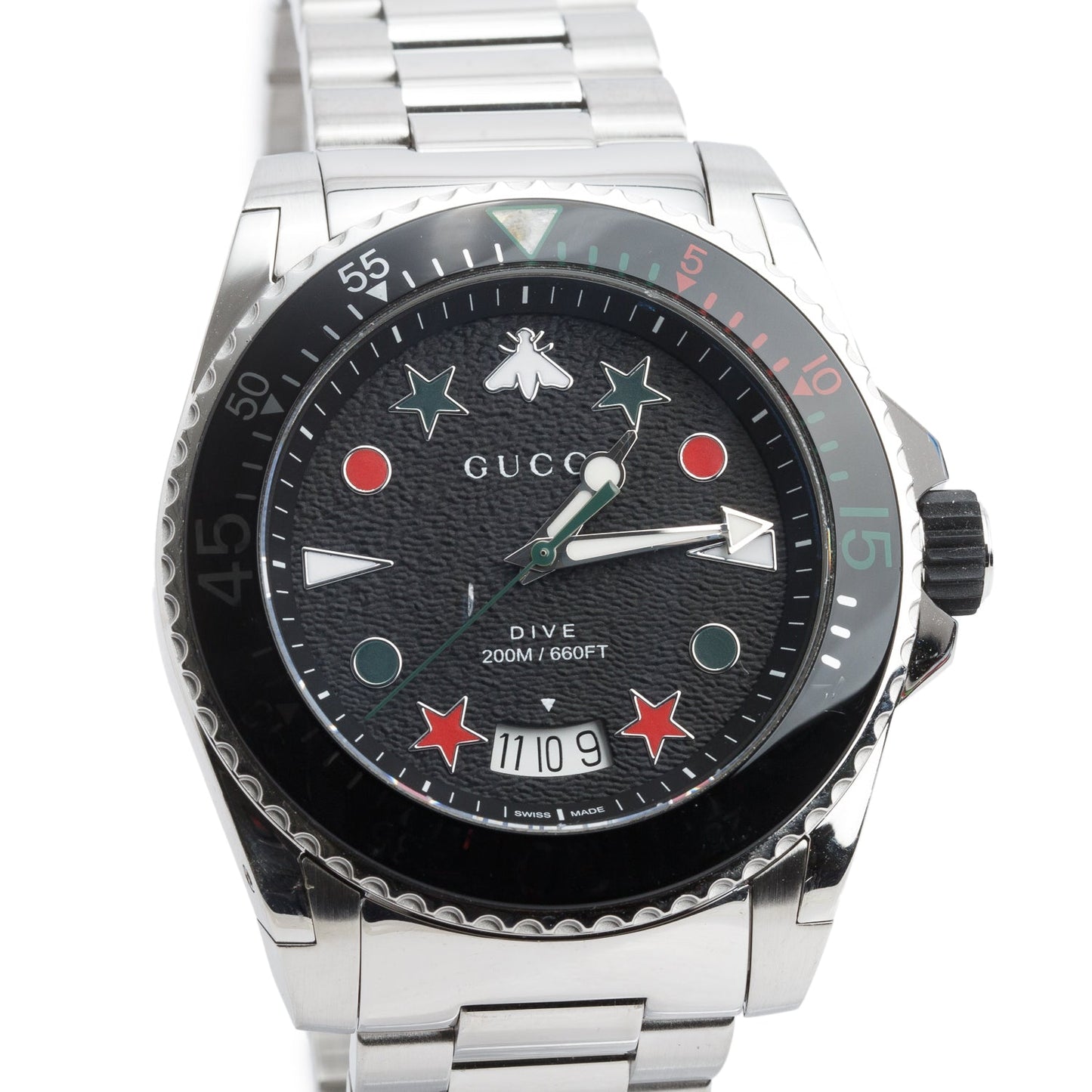 Gucci Stainless Steel Dive XL 45 MM Quartz Watch Black Dial YA136221