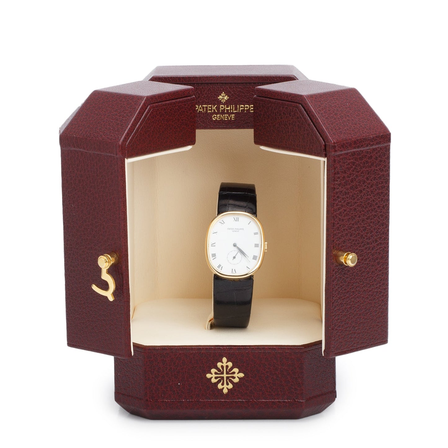 Patek Philippe 18k Yellow Gold Golden Ellipse Manual Watch White Dial 3948 w/ Box & Extra Strap