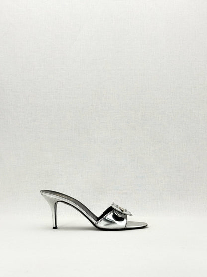 FENDI Metallic Silver Size EU 38.5 Mules