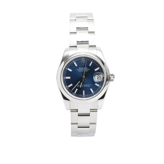 Rolex Stainless Steel Oyster Perpetual Datejust 31 MM Automatic Watch Blue Dial 178240 w/ Box