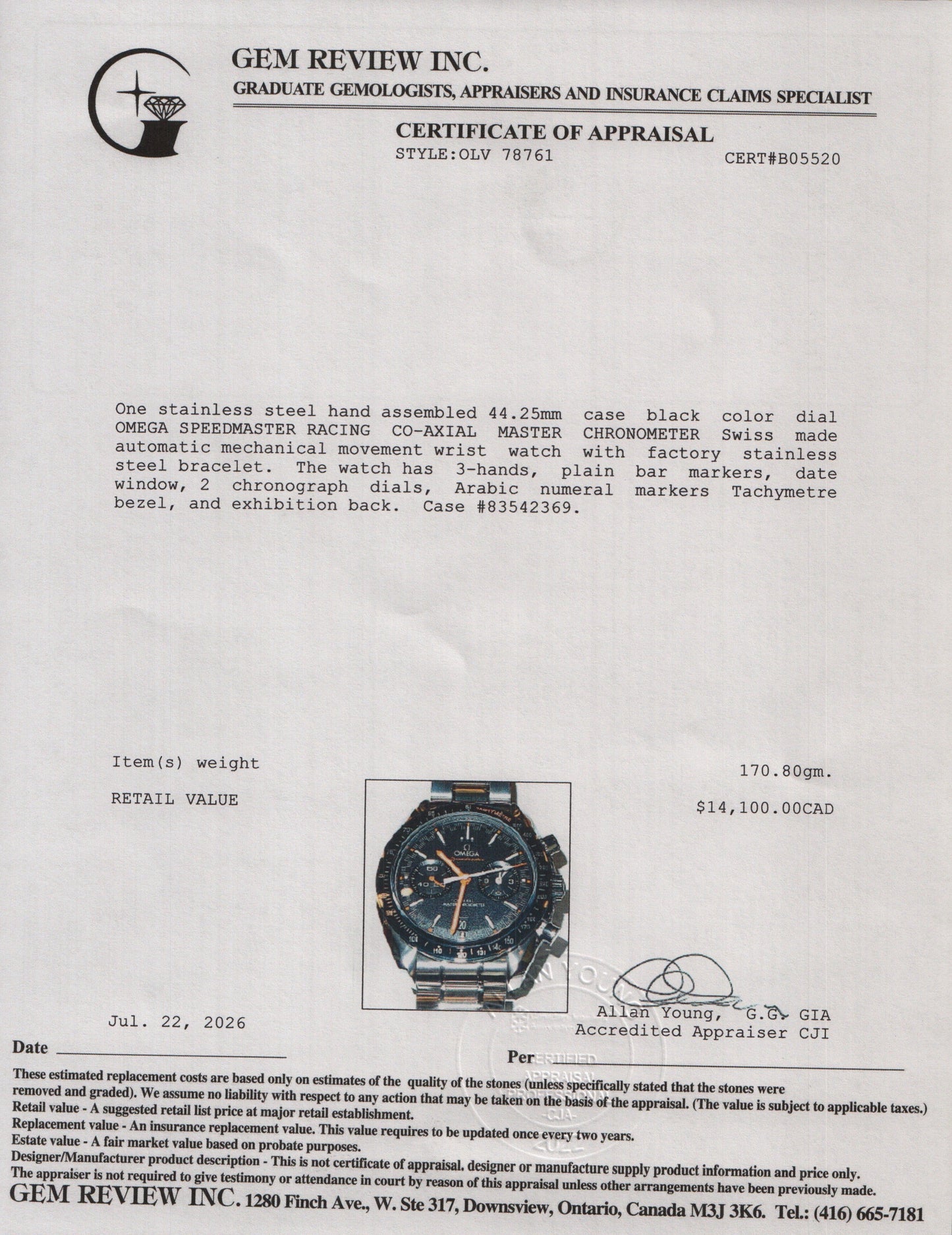 Omega Stainless Steel Speedmaster Racing Co-Axial Master Chronometer 44.25MM Chronograph Automatic Watch