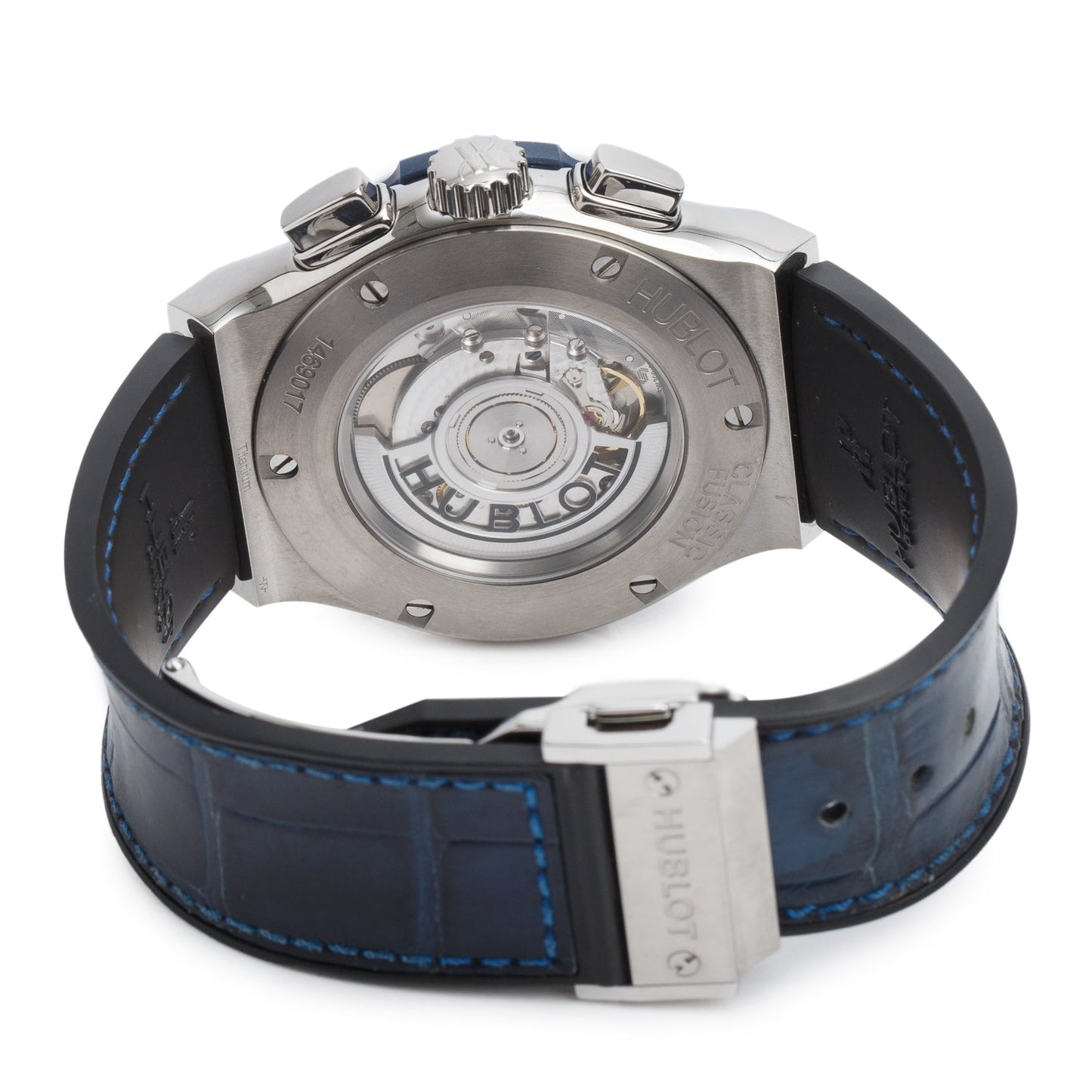 Hublot Titanium Classic Fusion 45 MM Chronograph Automatic Watch Blue Dial w/ Box