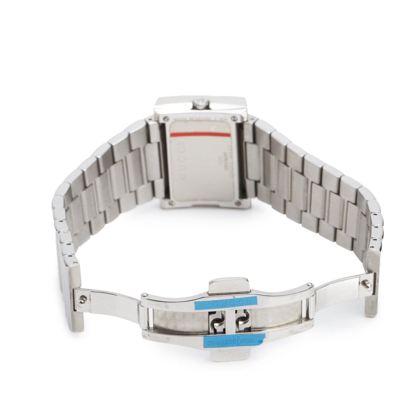 Gucci Stainless Steel Diamond Bezel 100L G-Rectangle Watch Mother of Pearl Dial