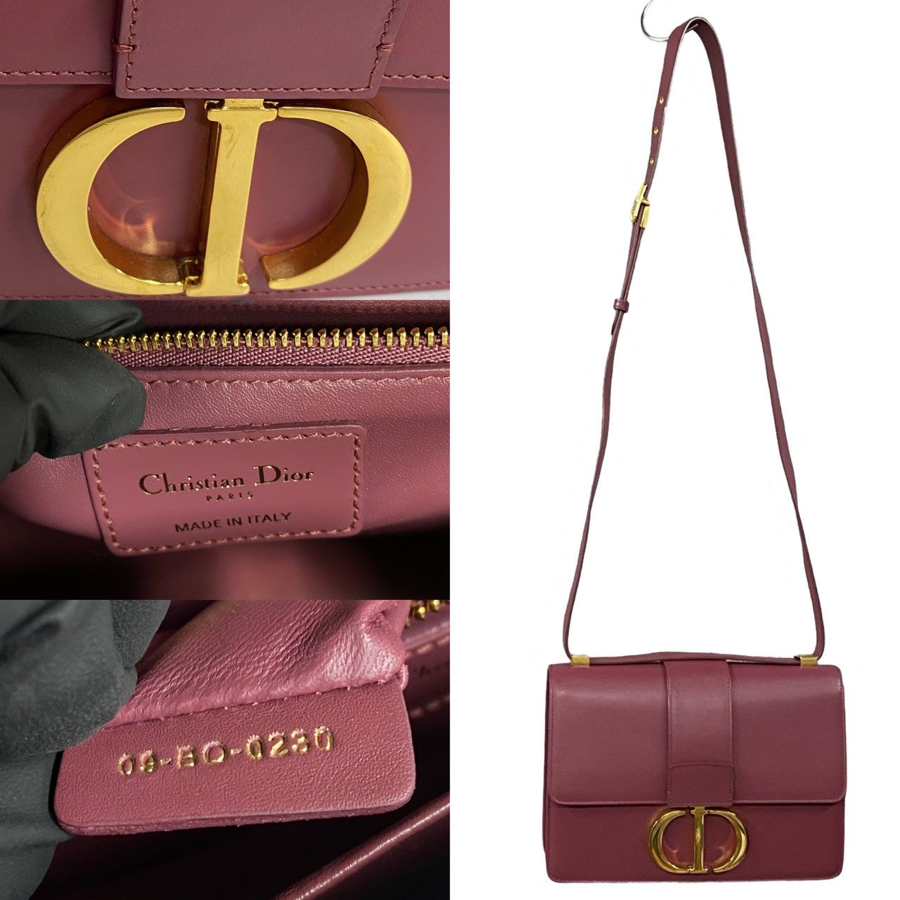 Dior Shoulder Bag leather wine-red 30 Montaigne
