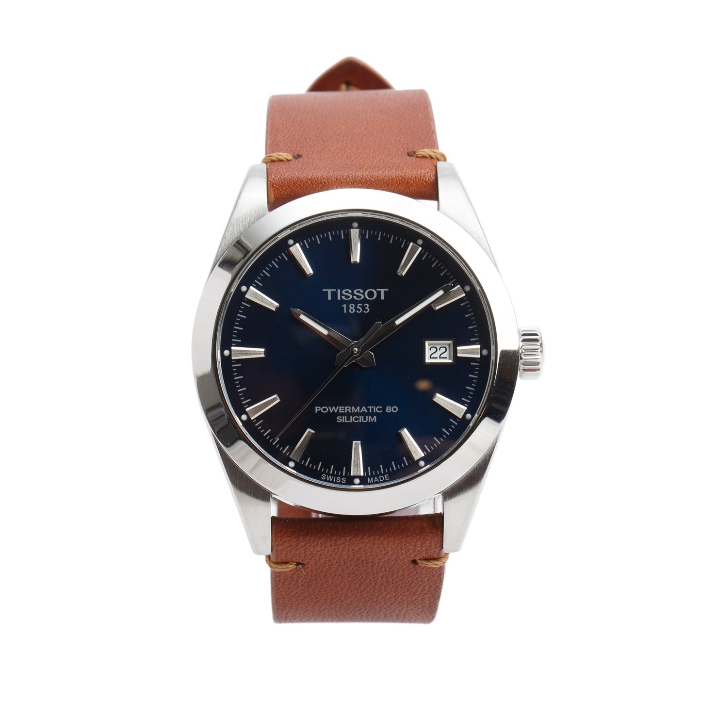 Tissot Stainless Steel Gentleman Powermatic 80 40 MM Automatic Watch Blue Dial w/ Box & Papers