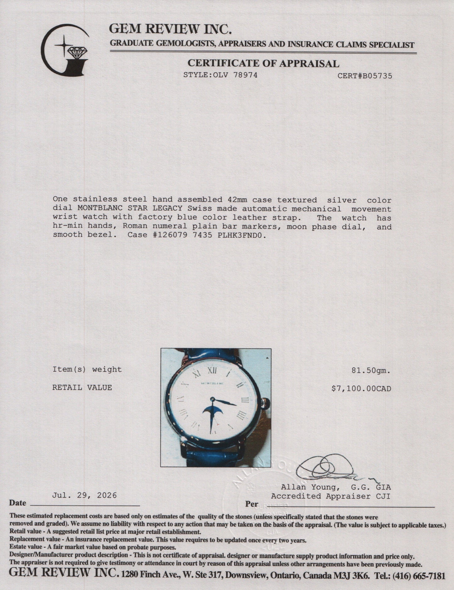 Montblanc 2024 Stainless Steel Star Legacy 42 MM Automatic Moonphase Watch Silver Dial 126079 w/ Paper