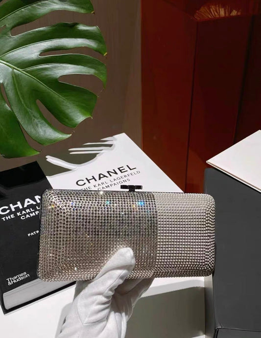 Chanel Metallized Lambskin Embellished With Strass Paris-Dallas Clutch