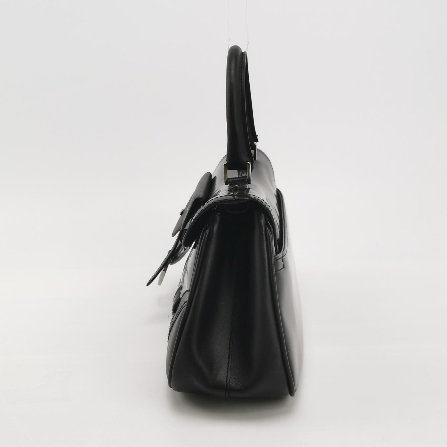 Dior Top Handle Saddle Bag Black Smooth Shiny Calfskin Leather
