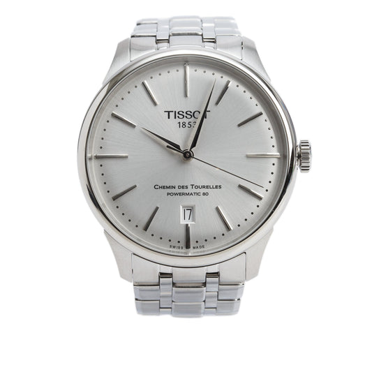 Tissot Stainless Steel Chemin des Tourelles 39 MM Automatic Watch Silver Dial