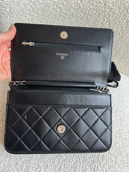 Chanel Wallet on Chain in Black Lambskin Silver Hardware (RRP £2,930)