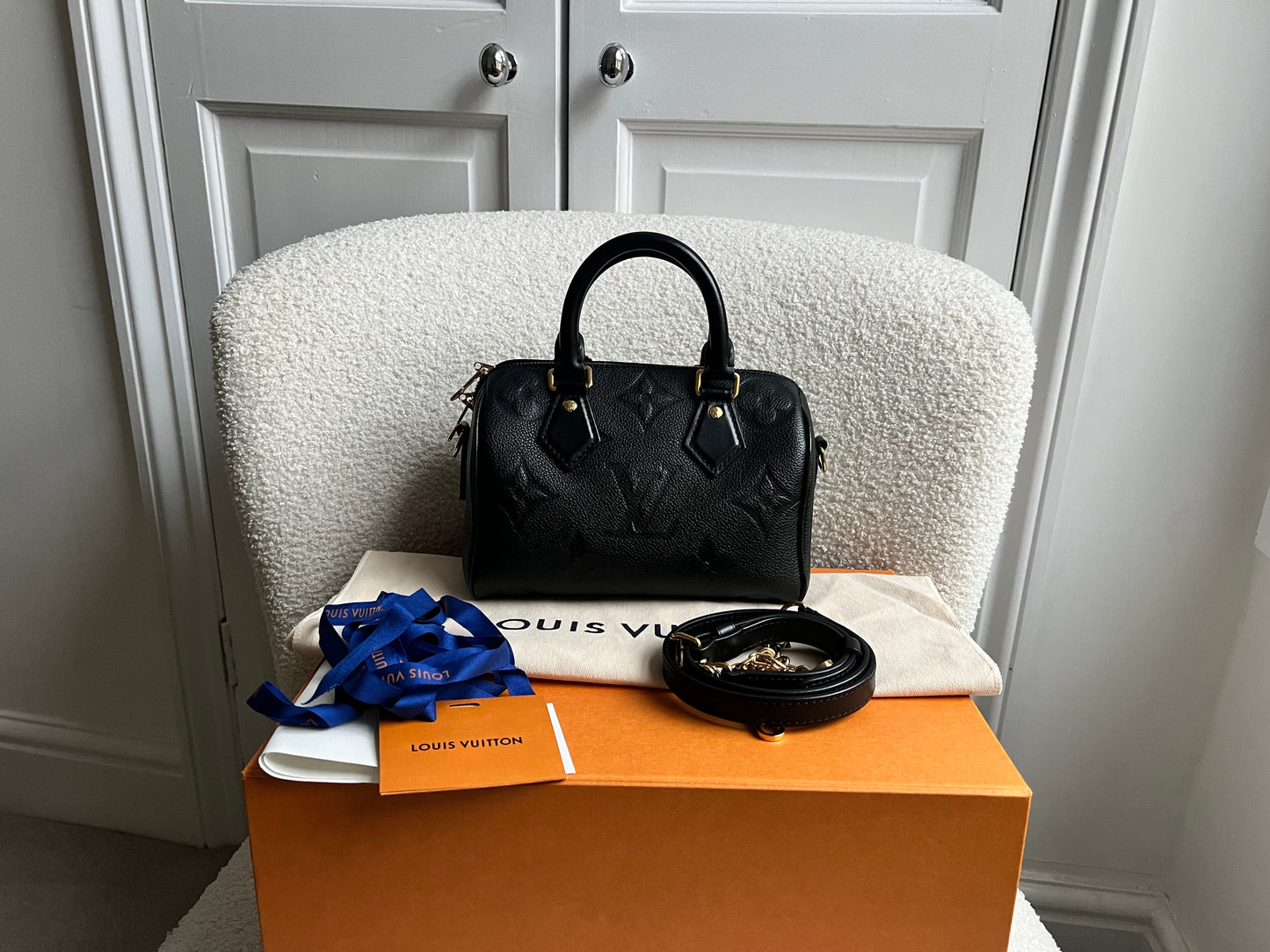 Louis Vuitton Speedy Black Empreinte Bandouliere 20 (RRP £1960)