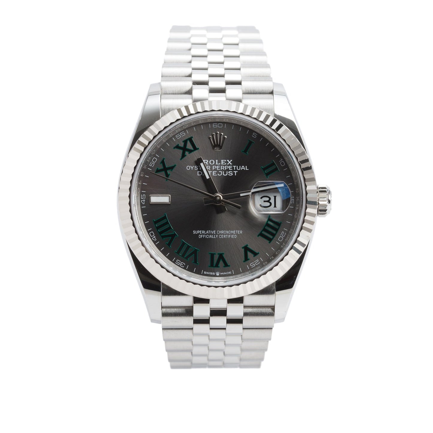 Rolex 2024 Stainless Steel Datejust 36 MM Automatic Watch Wimbledon Dial 126234 w/ Box & Papers
