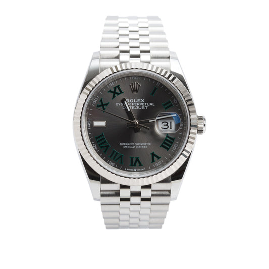 Rolex 2024 Stainless Steel Datejust 36 MM Automatic Watch Wimbledon Dial 126234 w/ Box & Papers