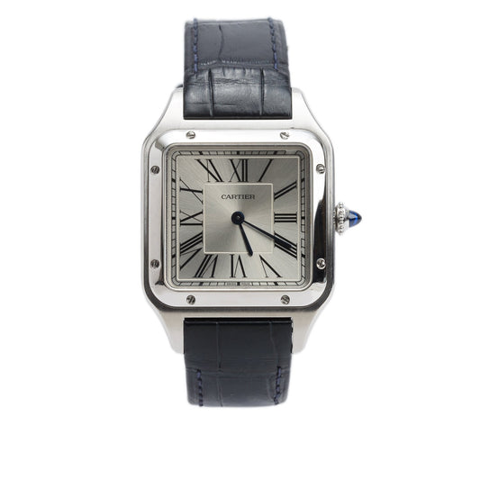 Cartier Stainless Steel Santos Dumont Watch, Silver Dial Large Model 4240 w/ Box & Papers