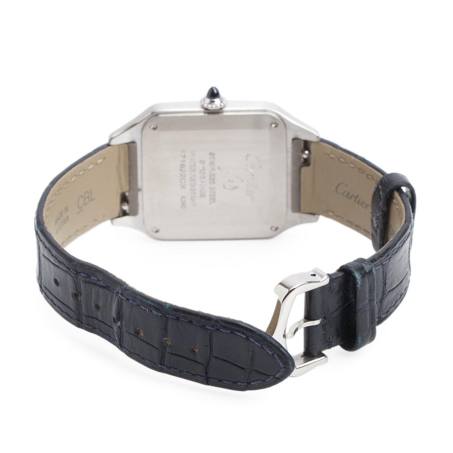 Cartier Stainless Steel Santos Dumont Watch, Silver Dial Large Model 4240 w/ Box & Papers