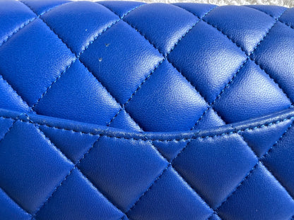 Chanel Medium Classic Flap in Cobalt Blue Lambskin with silver hardware (RRP £9090)