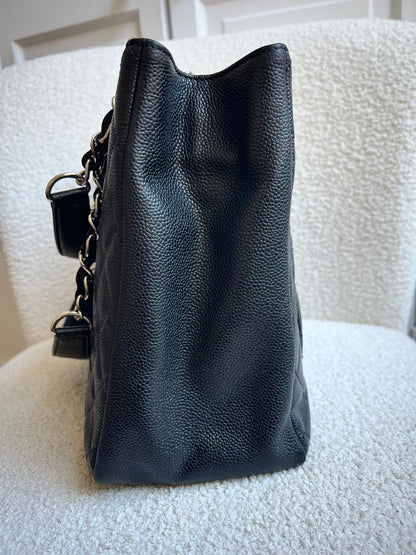 Chanel Black Caviar Grand Shopper Tote (GST) Silver Hardware