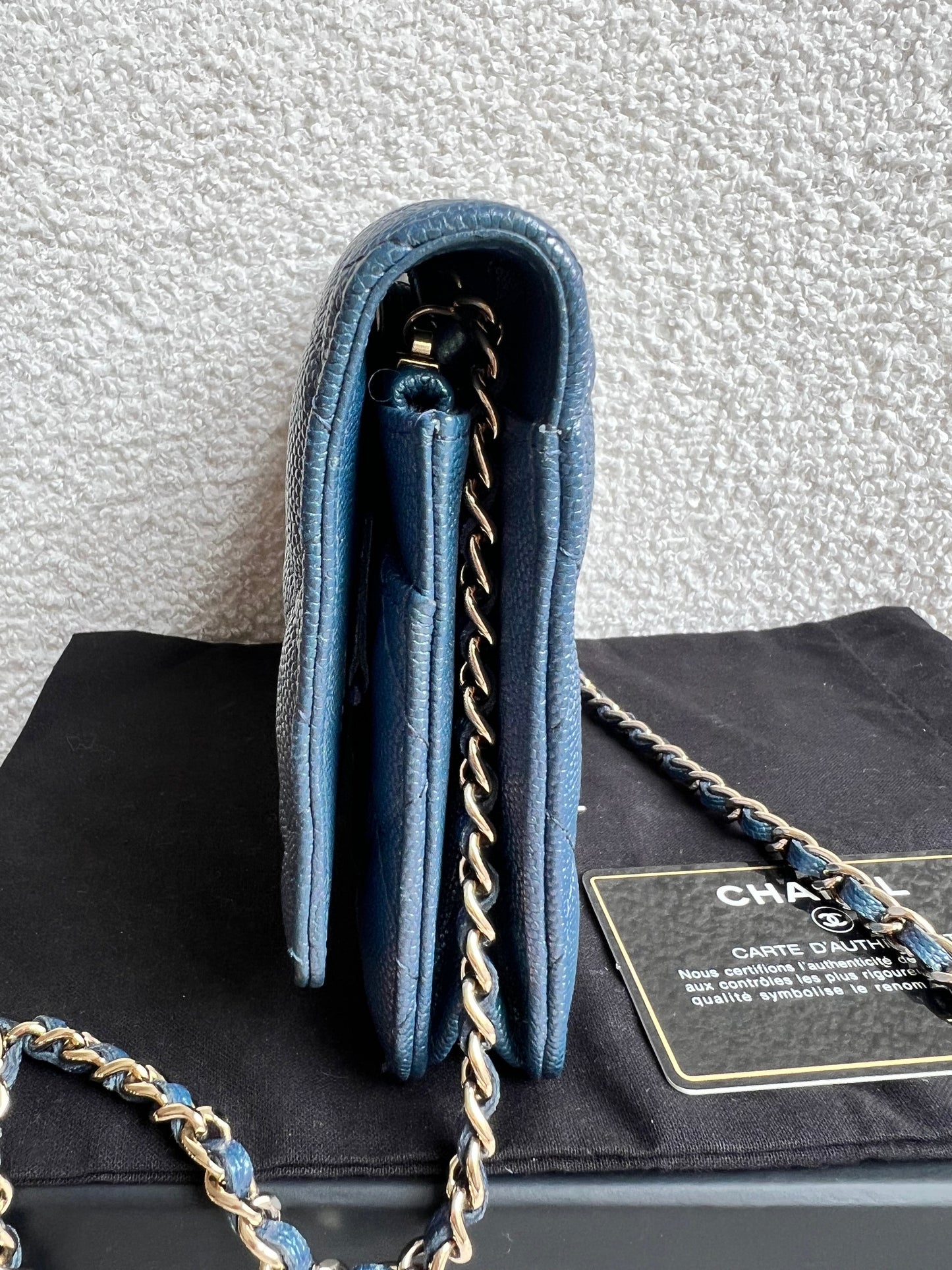 Chanel Iridescent Blue Caviar Wallet on Chain