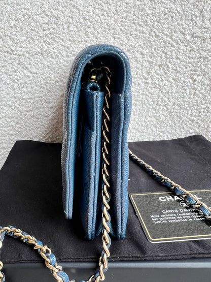 Chanel Iridescent Blue Caviar Wallet on Chain