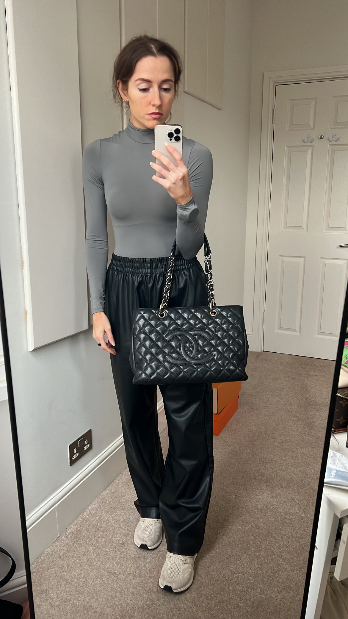 Chanel Caviar Black Silver Tote