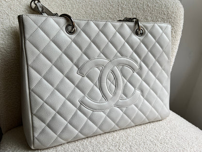 Chanel White Caviar Grand Shopper Tote (GST)