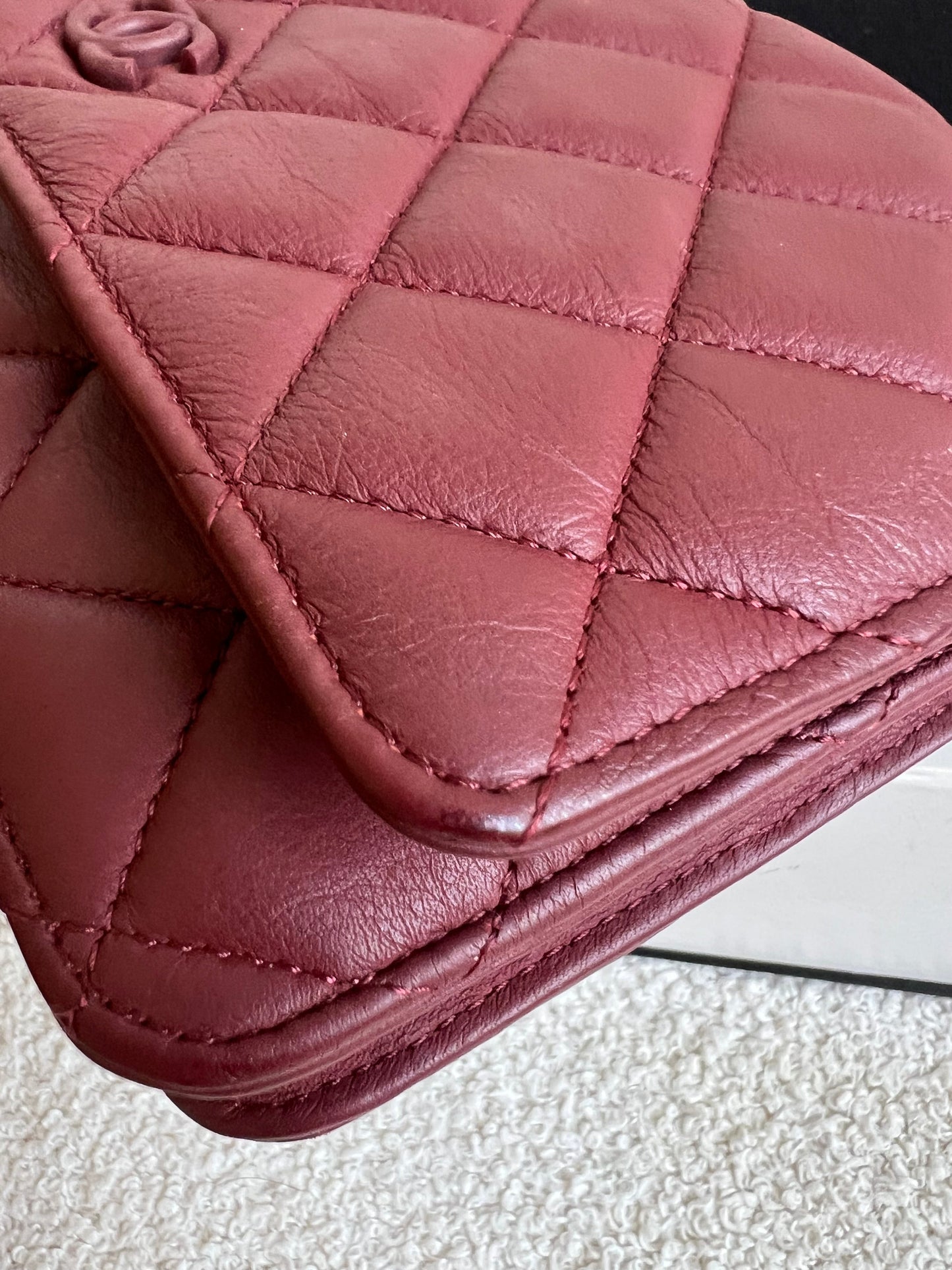 Chanel Burgundy Lambskin Wallet on Chain