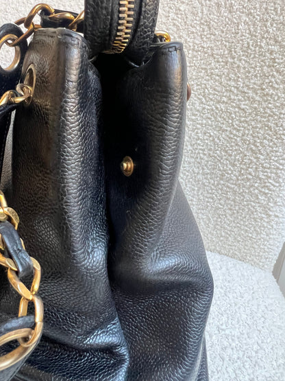 Chanel Vintage Black Caviar Chain Tote with Gold Hardware