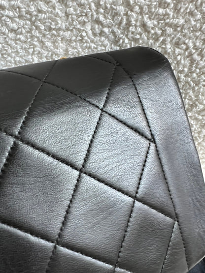 Chanel Vintage Diana Flap Bag in Black Lambskin with 24k Hardware