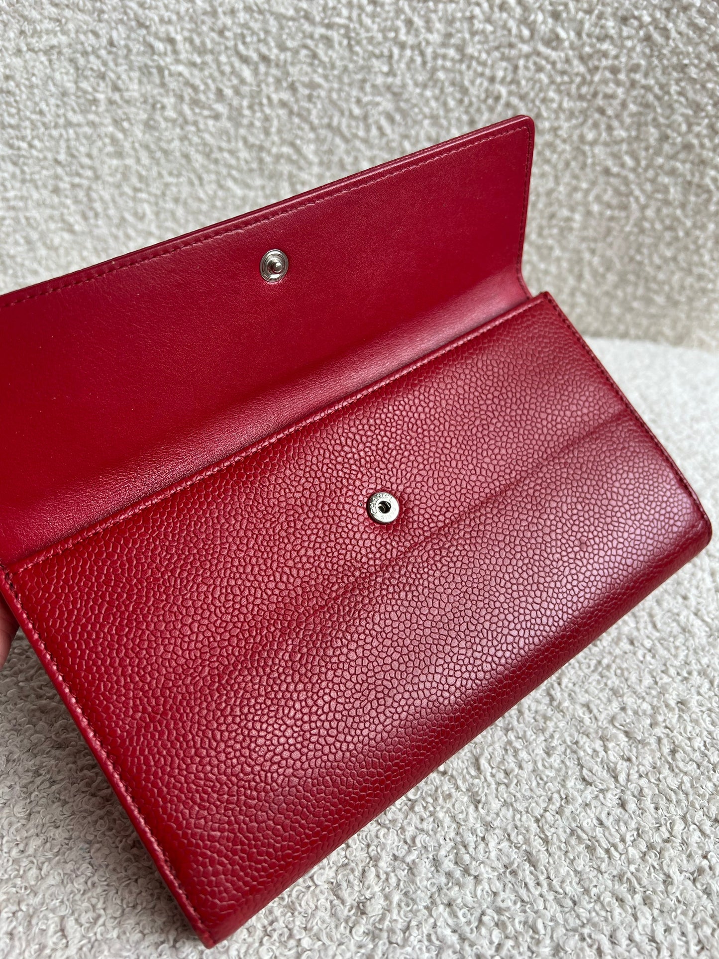 Chanel Red Caviar Timeless Large Flap Wallet