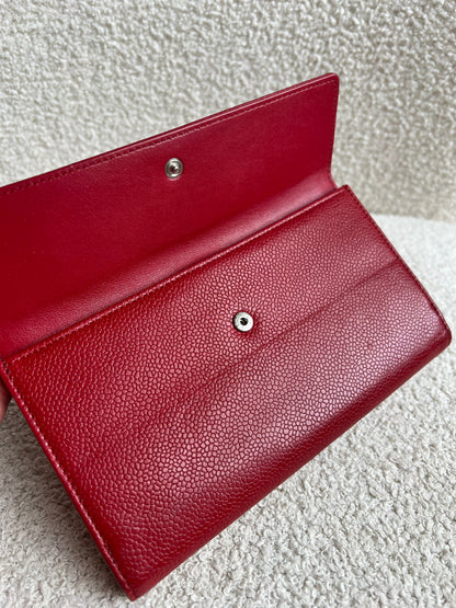 Chanel Red Caviar Timeless Large Flap Wallet
