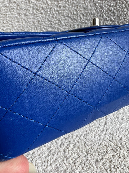 Chanel Medium Classic Flap in Cobalt Blue Lambskin with silver hardware (RRP £9090)