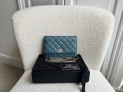 Chanel Iridescent Blue Caviar Wallet on Chain