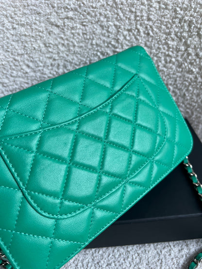 Chanel Turquoise Lambskin Wallet on Chain (RRP £2,930)
