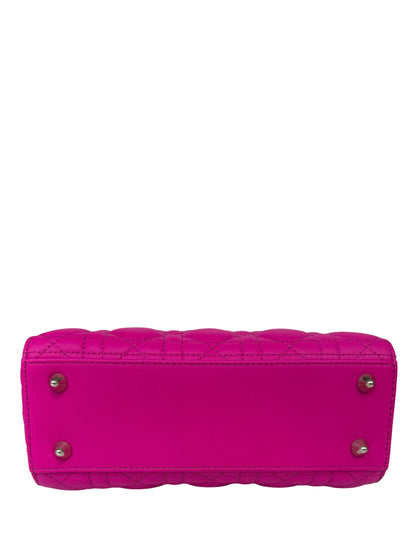 Christian Dior 2023 Rani Pink Leather Cannage Quilted My Abcdior Small Lady Dior Bag