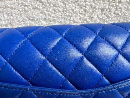 Chanel Medium Classic Flap in Cobalt Blue Lambskin with silver hardware (RRP £9090)