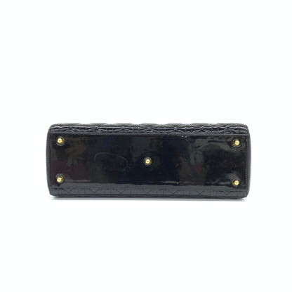 Lady Dior Large Bag Black Patent Leather Gold Hardware