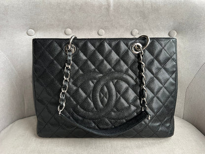 Chanel Caviar Black Silver Tote Style