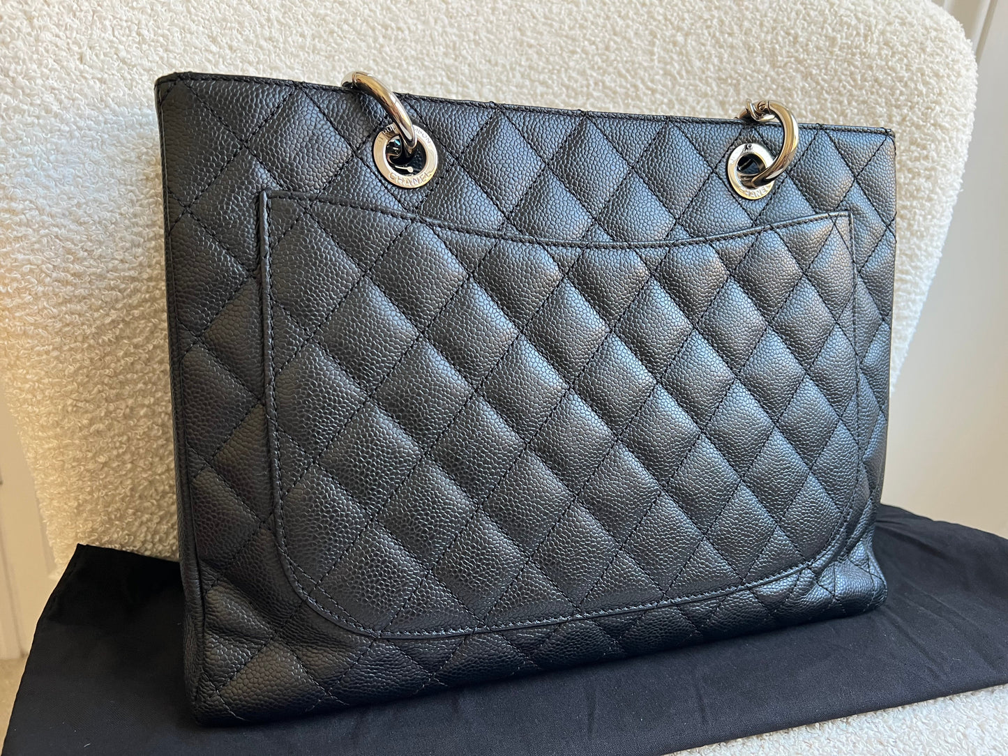 Chanel Black Caviar Grand Shopper Tote (GST) Silver Hardware