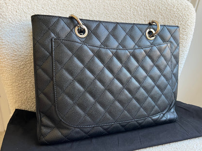 Chanel Black Caviar Grand Shopper Tote (GST) Silver Hardware