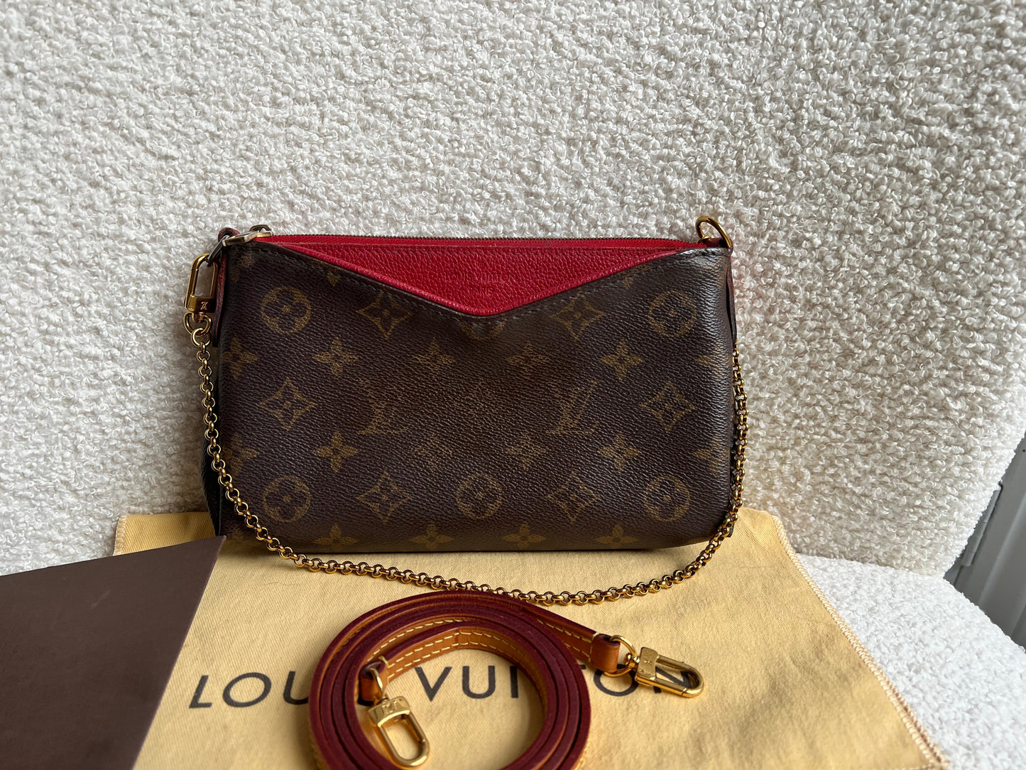 Louis Vuitton Red and Monogram Pallas Pochette