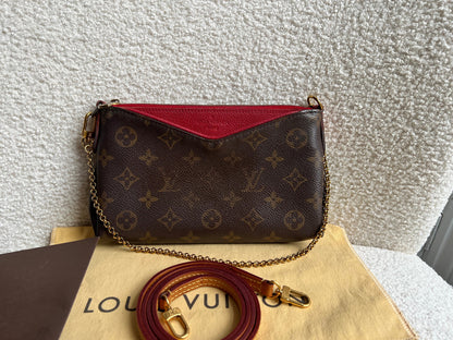 Louis Vuitton Red and Monogram Pallas Pochette