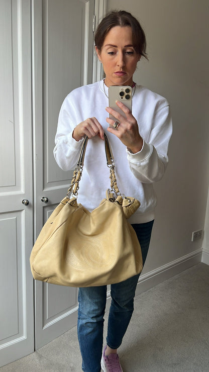 Chanel Beige Edgy Lambskin Large Hobo