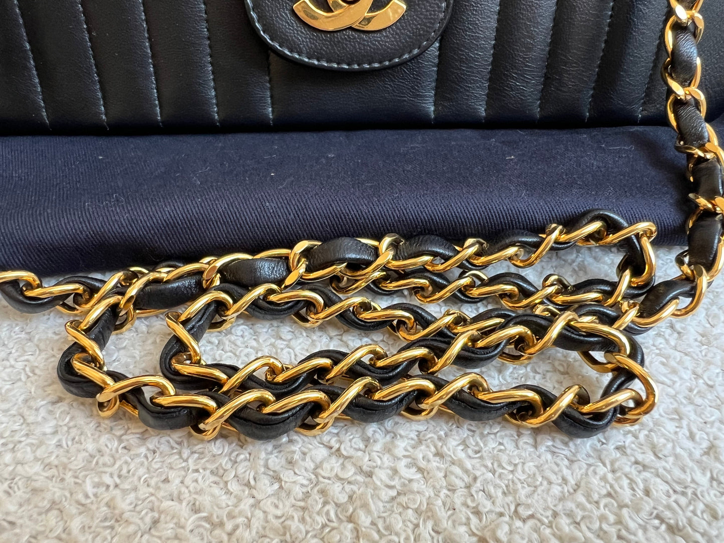 Chanel Medium Black Vertical Quilted Lambskin Vintage Classic Flap Bag with 24K gold hardware