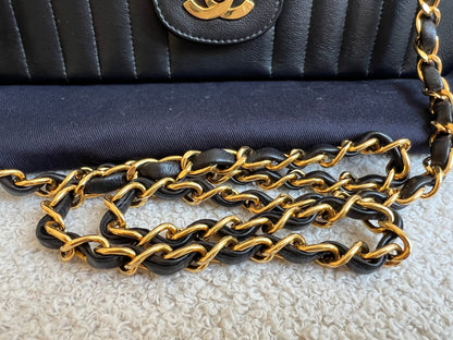 Chanel Medium Black Vertical Quilted Lambskin Vintage Classic Flap Bag with 24K gold hardware